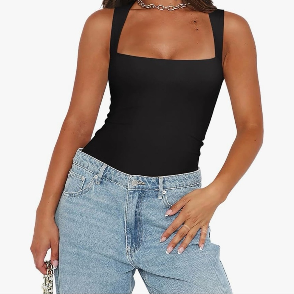 NWT/REORIA/Sexy Sleeveless/Square Neck/Black/Thong/Bodysuit/Size: XS - Picture 6 of 14